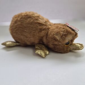 NWT Ty Beanie Boos - PERRY the Platypus 6" Brown / Gold Glitter Plush Toy